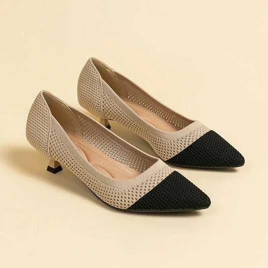 Breathable Hollow Fly Knitted Stiletto Heel Pointed Toe Shoes