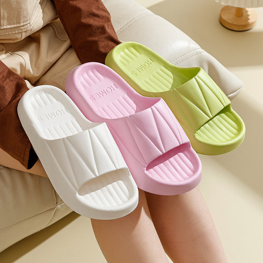 Non-slip Stripe Design Home Slippers Summer Thick Sole Floor Bathroom Slipper For Women Men House Shoes