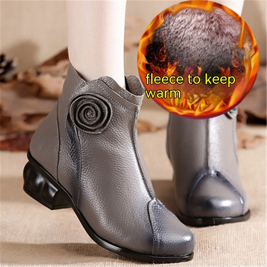 Ethnic Style Fleece-lined Vintage Warmth Retention Material Women's Boots