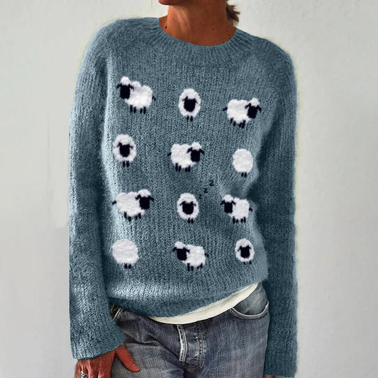 Women's Round Neck Soft Sweater Casual Coat Sweater